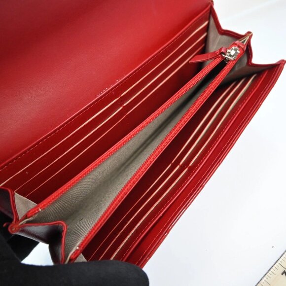 AUTHENTIC CHANEL Wallet Coco Mark Purse Patent Leather Red bsj358-121125 - Picture 10 of 16